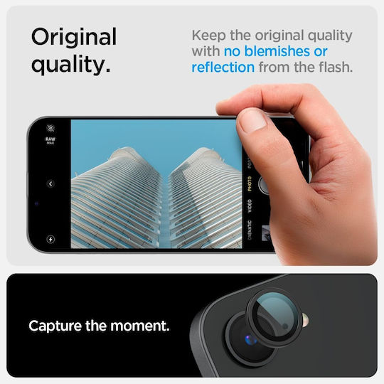 Spigen Optik Pro EZ Fit Kameraschutz Gehärtetes Glas Black für das iPhone 16e