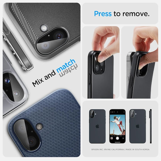 Spigen Optik Glas.tr Προστασία Κάμερας Tempered Glass Μαύρο για το iPhone 16, iPhone 16 Plus