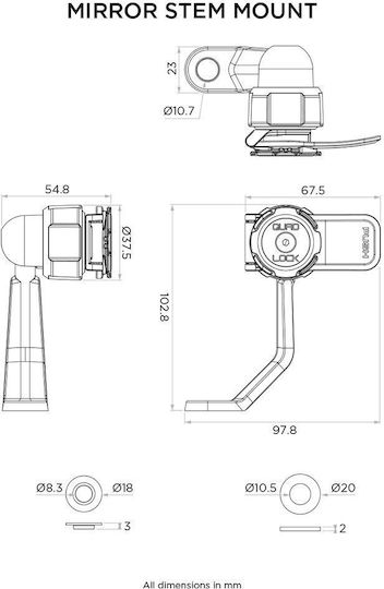 Quad Lock Mount Phone Motorcycle with Case for Mirror QLM-MST