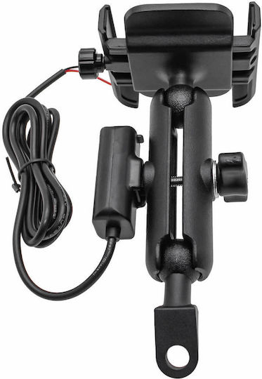 Motowolf Mount Phone Motorcycle with Adjustable Arm 3.5-6.5" for Mirror with USB Charging Port