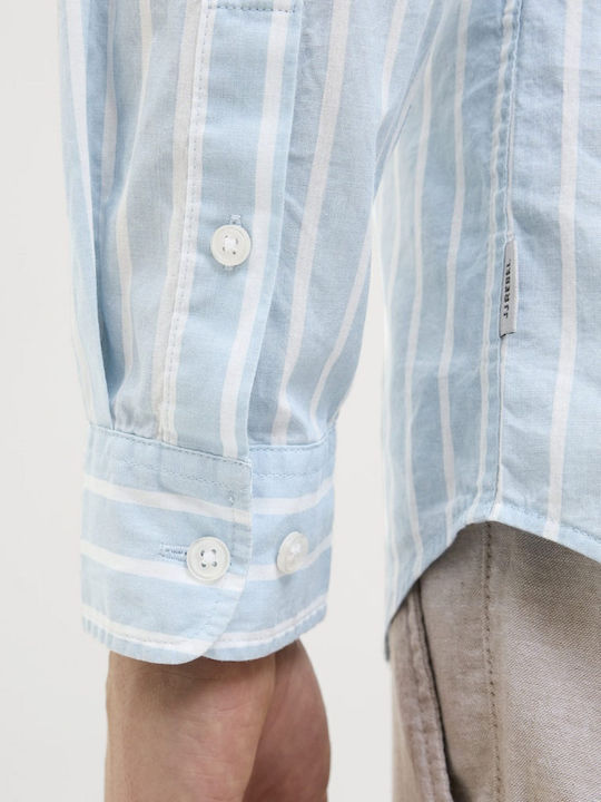Μακρυμάνικo Βαμβακερό Πουκάμισο Ριγέ Chambray Blue