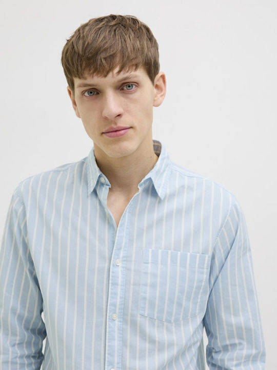 Μακρυμάνικo Βαμβακερό Πουκάμισο Ριγέ Chambray Blue