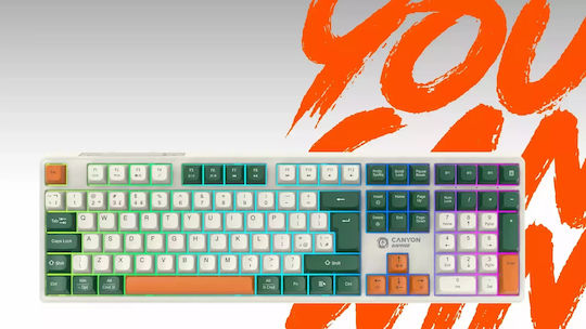 Canyon GKW-11 Drahtlos Gaming Mechanische Tastatur mit Benutzerdefiniert Braun Schaltern und RGB-Beleuchtung (Englisch US)