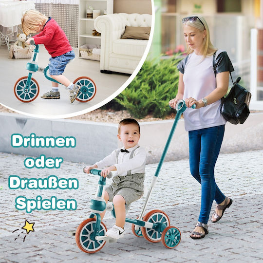 Costway Convertible Kids Tricycle with Parental Handle 4 in 1 for 2-4 Years Green