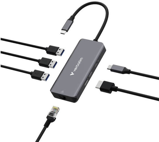 Verbatim USB-C Docking Station with HDMI 4K PD Ethernet Gray (32157)