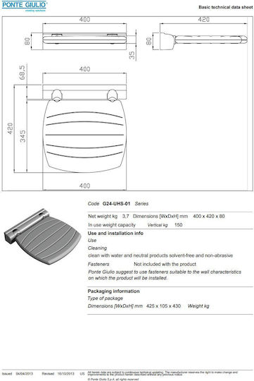 Ponte Giulio Bathroom Seat 40x22cm G24-UHS-01