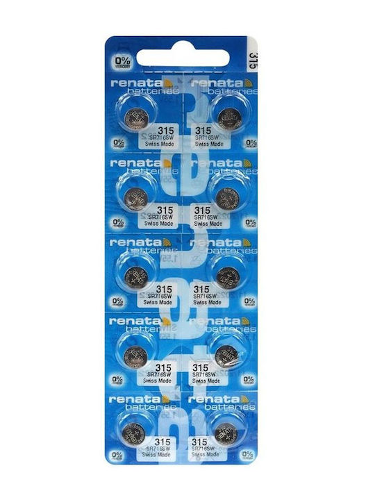 Renata 315 Batterien Silber-Oxid für Uhren SR67 1.55V 10Stück
