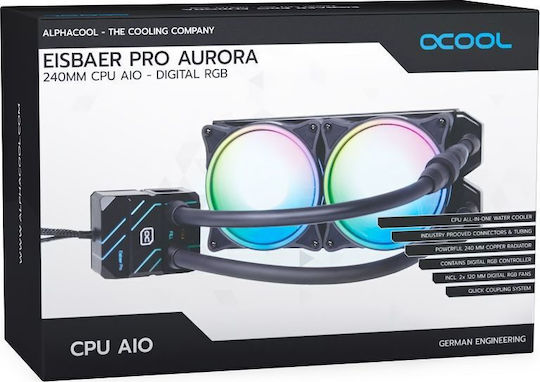 Alphacool Eisbaer Pro Aurora 240 Sisteme De Răcire Cu Apă AIO CPU Cu 2 Ventilatoare 120mm Și Iluminare RGB