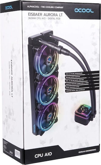 Alphacool Eisbaer Aurora LT360 Water Cooling System AIO CPU with 3 Fans 120mm and ARGB Lighting