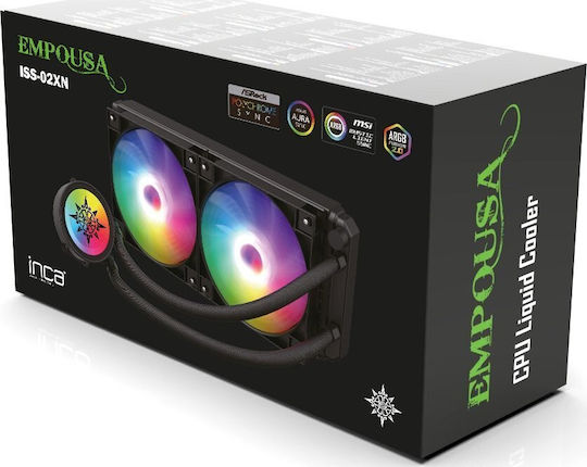 Inca ISS-02XN Охлаждане AIO CPU с 2 Вентилатора 120mm и ARGB Осветление
