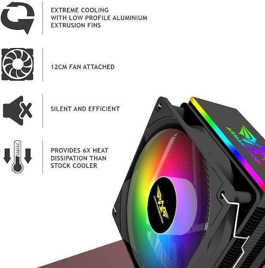 Armaggeddon Blizzard 3 CPU Cooler For Socket AM4/AM5/1200/115x/1700 With ARGB Lighting White