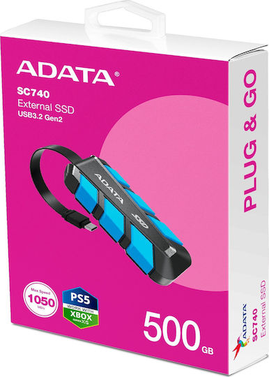 Adata SC740 USB-C Εξωτερικός SSD 500GB 1.8" Μπλε