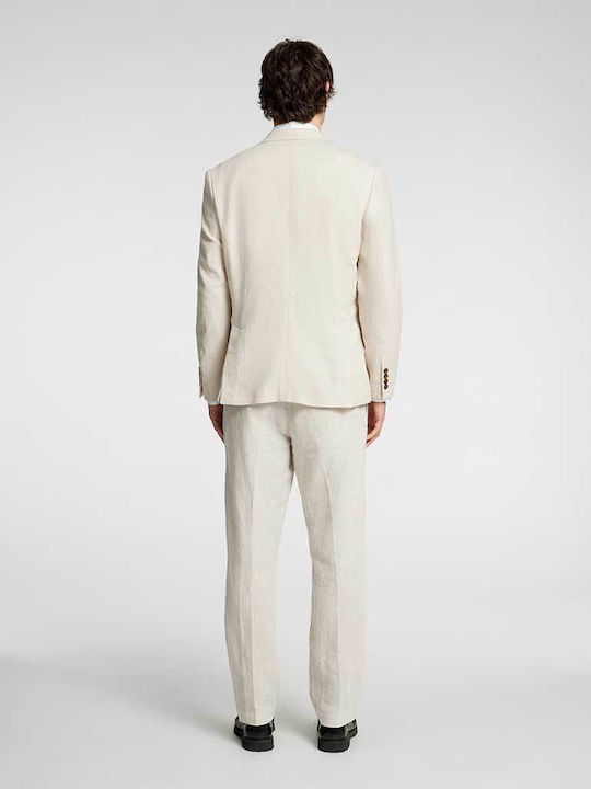 Selected Men's Summer Suit Jacket Regular Fit Ecru