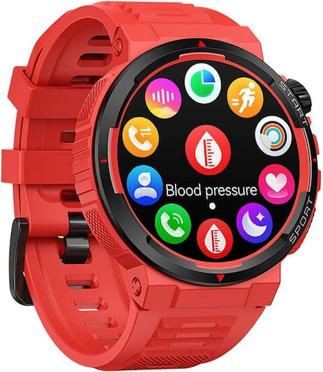 Zeblaze Ares 3 Plus 46mm Smartwatch with Heart Rate Monitor (Red)