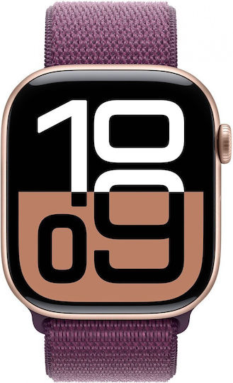 Apple Apple Watch Series 10 Cellular Aluminium 46mm Waterproof with eSIM and Electrocardiogram Rose Gold / Plum Sport Loop M/L