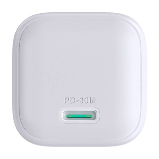 Joyroom Зарядно Устройство Без Кабел GaN с USB-C Изходен Порт 30W Power Delivery / Quick Charge 3.0 Бял (JR-TCG15)