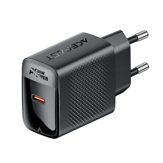 Acefast Φορτιστής Χωρίς Καλώδιο GaN με Θύρα USB-C 30W Power Delivery Μαύρος (A102)
