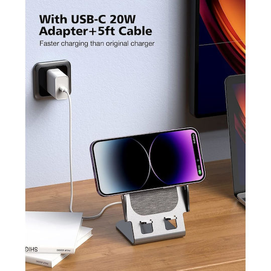 Veger Βάση Φόρτισης 15W σε Γκρι χρώμα (Y53 Wireless)