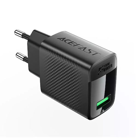 Acefast Φορτιστής Χωρίς Καλώδιο GaN με Θύρα USB-A 18W Quick Charge 3.0 / Quick Charge 2.0 Μαύρος (A90)
