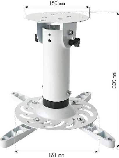 Techly Suport Proiector tavan ICA-PM-200WH cu Sarcină Maximă 15kg Alb