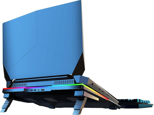 Mozos Mozos Cooling Pad für Laptop bis 17.3" mit 3 Lüftern und Beleuchtetem Silber LS6-RGB