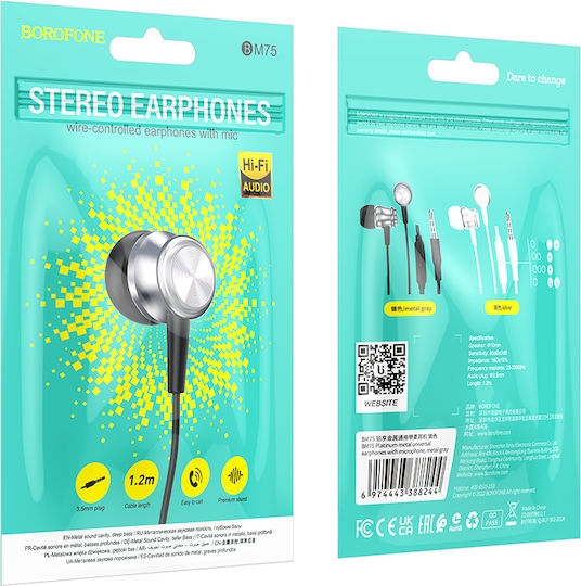 Borofone BM75 In-Ear Freihändig Kopfhörer mit Stecker 3.5mm Weiß