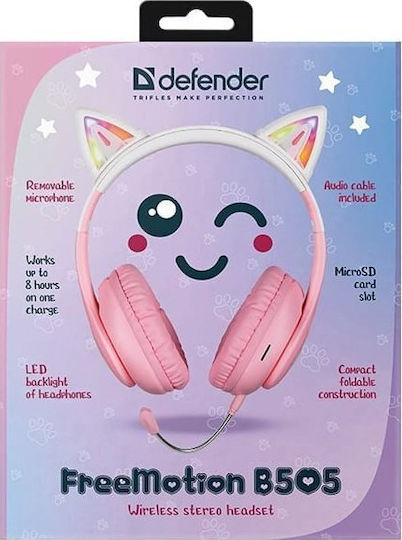 Defender Ασύρματα Over Ear Multimedia Ακουστικά με μικρόφωνο και σύνδεση USB-C σε Ροζ χρώμα 63505
