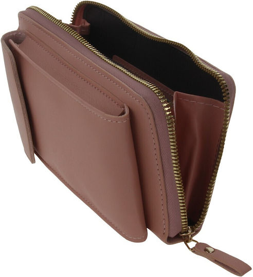 TelForceOne Crossbody Leather Wallet Book Case / Pouch Ροζ 46162