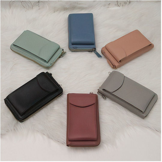 TelForceOne Crossbody Leather Wallet Book Case / Pouch Ροζ 46162