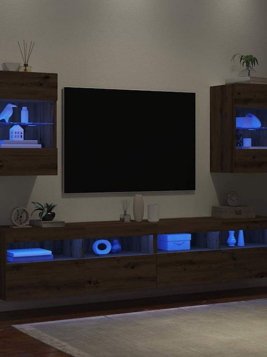 Living Room TV Unit with Lighting Coffee L40xW30xH60.5cm