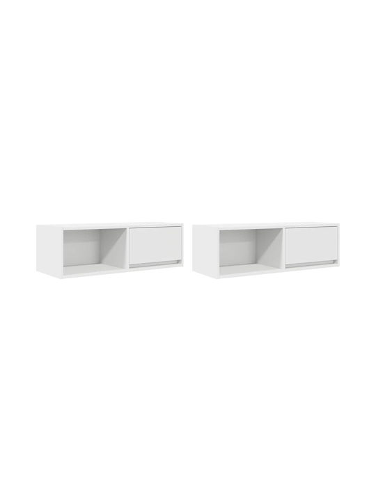 Vidaxl Έπιπλα Τηλεόρασης 2 Τεμ 80x31x25,5 Εκ Επεξεργασμένο Ξύλο Λευκό