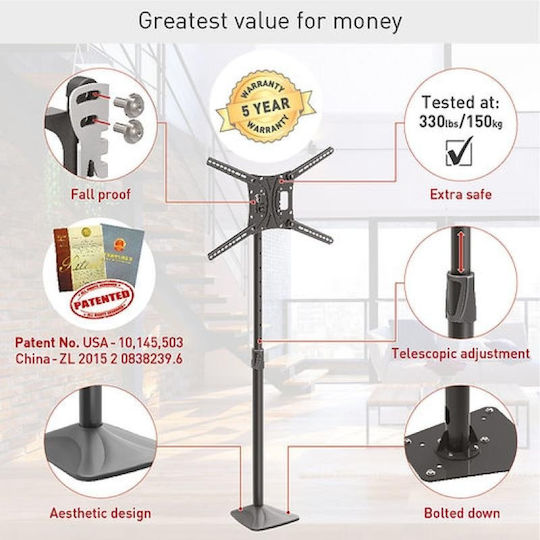 Barkan FS420 Βάση Τηλεόρασης Δαπέδου έως 83" και 50kg Μαύρο