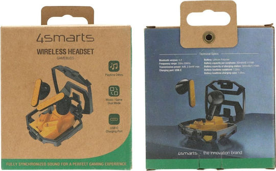 4Smarts Tws Earbud Bluetooth Handsfree Ακουστικά με Θήκη Φόρτισης Κίτρινα