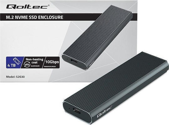 Qoltec Hard Drive Case M.2 SATA III NVME with connection USB 3.1 in Gray color