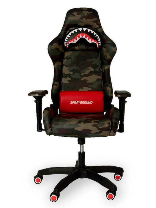 Sprayground Camo Shark Artificial Leather Gaming Chair with Adjustable Arms Black