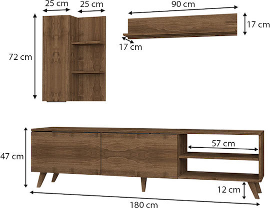 Wohnzimmer TV-Einheit Orion Walnut L180xB35xH47cm