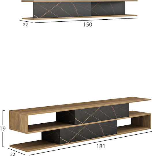 Birgitta Living Room TV Unit Black L181xW31.5xH39.6cm