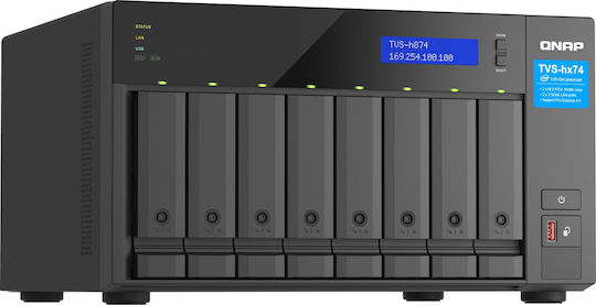 QNap NAS Turm mit 2 Steckplätzen für M.2/SSD und 2 Ethernet-Anschlüsse (TVS-H874T-I9-64G)