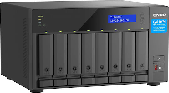 QNap NAS Turm mit 2 Steckplätzen für M.2/SSD und 2 Ethernet-Anschlüsse (TVS-H874T-I9-64G)