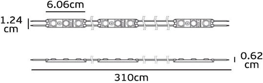 Backled Osram 20 Module Kette Gesamtlänge 310 cm 3000k 0,72w/mod 68lm/modul Cri>80 Ip66 Ba-m-cx-830-g5 78001-306019