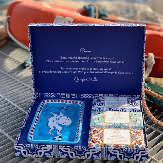 Set Cadou Săpunuri Artizanale Maiolica Albastră Casa Amalfi Gb02
