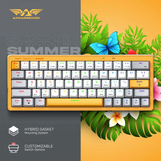 Armaggeddon GMK-100 Wireless Gaming Mechanical Keyboard 60% with Custom Linear switches and RGB lighting (English US) Summer