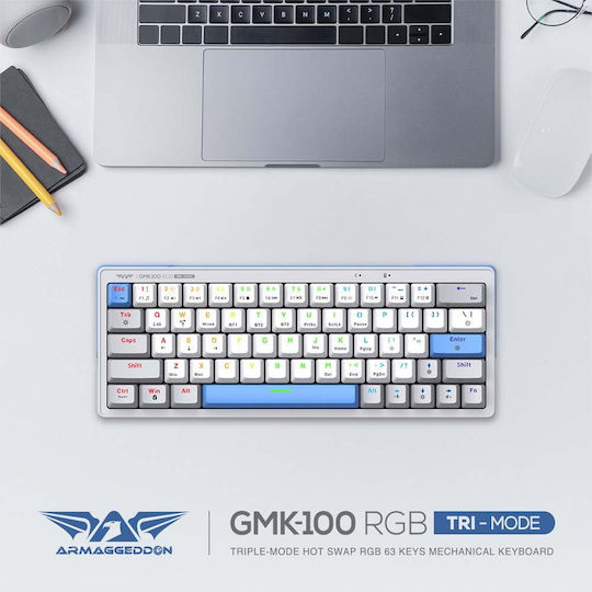 Armaggeddon GMK-100 Wireless Gaming Mechanical Keyboard 60% with Custom Linear switches and RGB lighting (English US) Winter