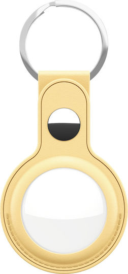 KeyBudz Keyring Θήκη Μπρελόκ Δερμάτινη για AirTag σε Κίτρινο χρώμα