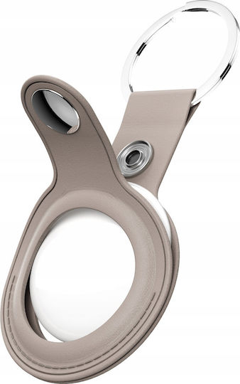 KeyBudz Leather Keyring Θήκη Μπρελόκ Δερμάτινη για AirTag Sandy Beige