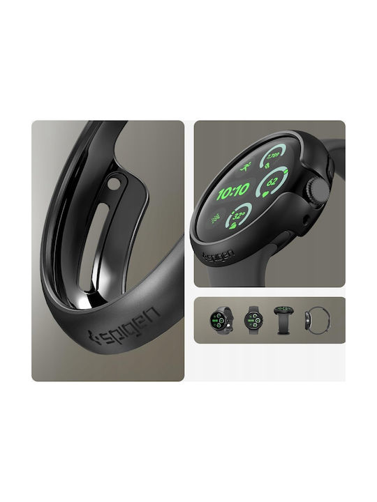 Spigen Thin Fit Πλαστική Θήκη σε Μαύρο χρώμα για Google Pixel Watch 3, 2, 1