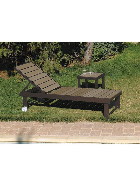 Șezlong aluminiu maro 196x63x38cm