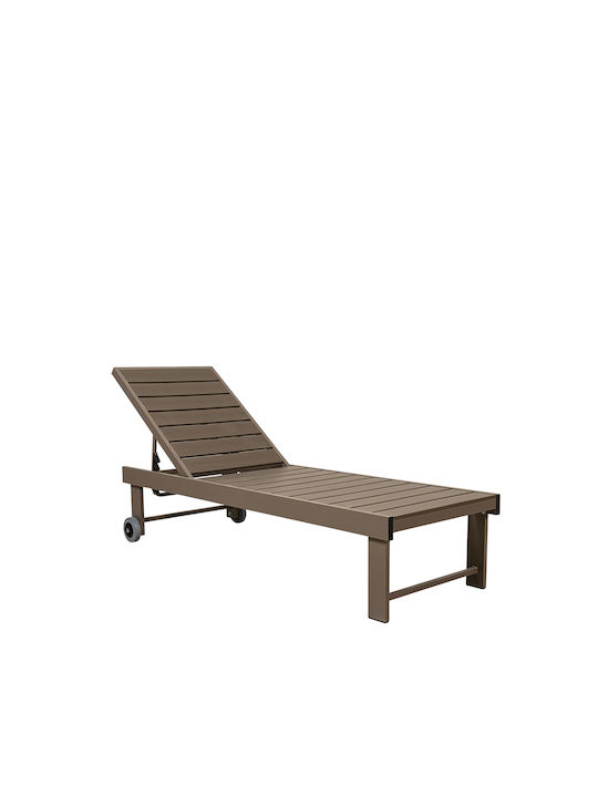 Șezlong aluminiu maro 196x63x38cm