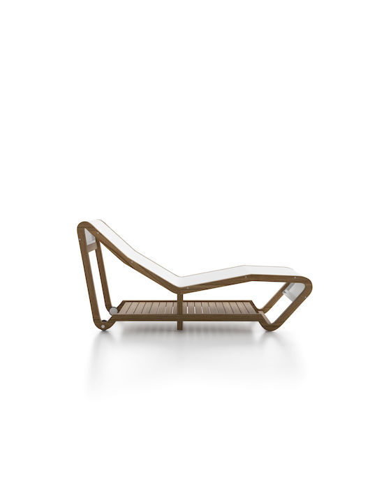 Șezlong Lemn Infinity cu Țesătură Textilene Culoare Maro 169x66x80cm