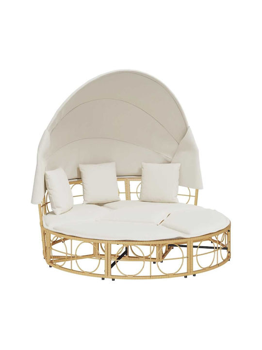 Pat Lounge Exterior Dom Cu Pernă Poly Rattan Crem 4108235